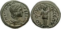 CILICIA, Colybrassus. Orbiana, wife of Severus Alexander. Augusta, 225-227 AD. Æ 24mm (9.18 gm). Estimate $500 CILICIA, Colybrassus. Orbiana, wife of Severus Alexander. Augusta, 225-227 AD. Æ 24mm (9.