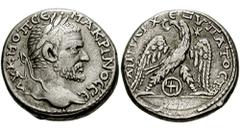 JUDAEA, Gaza. Macrinus. 217-218 AD. AR Tetradrachm (14.19 gm). Dated COS 1 (217 AD). Estimate $400 JUDAEA, Gaza. Macrinus. 217-218 AD. AR Tetradrachm (14.19 gm). Dated COS 1 (217 AD). AVT K M OP CE MA