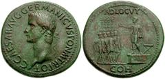 GAIUS (CALIGULA). 37-41 AD. Æ Sestertius (28.09 gm). Rome mint. Struck 37-38 AD. Estimate $5000  GAIUS (CALIGULA). 37-41 AD. Æ Sestertius (27.94 gm). Rome mint. Struck 37-38 AD. C CAESAR AVG GERMANICV
