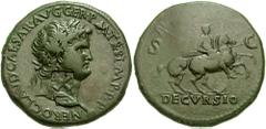 NERO. 54-68 AD. Æ Sestertius (26.79 gm). Lugdunum (Lyon) mint. Struck circa 65 AD. Estimate $1000 NERO. 54-68 AD. Æ Sestertius (26.79 gm). Lugdunum (Lyon) mint. Struck circa 65 AD. NERO CLAVD CAESAR A