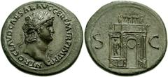 NERO. 54-68 AD. Æ Sestertius (27.84 gm). Rome mint. Struck circa 64 AD. Estimate $2000  NERO. 54-68 AD. Æ Sestertius (27.84 gm). Rome mint. Struck circa 64 AD. NERO CLAVD CAESAR AVG GER P M TR P IMP P