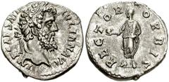 DIDIUS JULIANUS. 193 AD. AR Denarius (2.81 gm). Estimate $2000 DIDIUS JULIANUS. 193 AD. AR Denarius (2.81 gm). IMP CAES M D[ID] IVLIAN AVG, laureate head right / RECTOR ORBIS, Didius Julianus standing