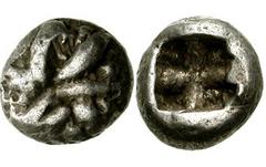 LYCIA. Circa 520 BC. AR Sixth Stater (10mm, 1.53 gm). Head of Griffin right (tongue protruding) / Four-part incuse. Coin Hoards VIII, Hoard II, 21 (this coin). VF.
