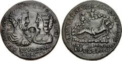 MYSIA, Pergamum. Septimius Severus, with Julia Domna. AD 193-211. Æ Medallion (43mm, 44.21 g, 6h). Claudianus Terpander, strategos . • AVT • KAI • Λ • CЄΠ CЄOVHPO-C • ΠЄP/ IOV ΔOMNA/ CЄBACTH, confront