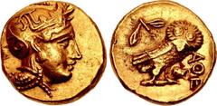 ATTICA, Athens. 295 BC. AV Stater (17mm, 8.60 g, 9h). Head of Athena right, with profile eye, wearing crested Attic helmet decorated with a “pi-style” palmette, disk earring, and pearl necklace / Owl 