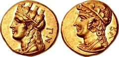 CYPRUS, Salamis. Pnytagoras. Circa 351/0-332/1 BC. AV Stater (16.5mm, 8.28 g, 12h). Persian standard. Draped bust of Aphrodite left, hair rolled above forehead and falling in long wavy strands to fron
