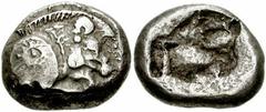 UNCERTAIN DYNASTS of LYCIA. Circa 520-480 BC. AR Stater (19mm, 9.18 gm). Forepart of boar left; sunburst on shoulder / Rough incuse. Falghera 29; BMC Lycia -; SNG Copenhagen -; SNG von Aulock -. Toned