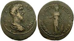 LYDIA, Maeonia. Lucius Verus. 161-169 AD. Æ 29mm (13.72 gm). Laureate, draped and cuirassed bust right / Athena standing left, holding Nike and shield; spear leaning against her. BMC Lydia pg. 113, 42