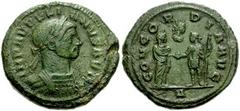 AURELIAN. 270-275 AD. Æ As (27mm, 12.55 gm). Struck 274 AD. Laureate and cuirassed bust right / Aurelian and Severina clasping hands, radiate bust of Sol between; Δ in exergue. RIC V 80; MIR 47, 145d;