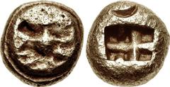 SKYTHIA, Borysthenes. Circa 550-500 BC. EL Trite (12mm, 4.90 g). Lydo-Mylesian standard. Wheel with four spokes / Incuse rectangle divided into six compartments; incuse crescent on one side. Anokhin 1