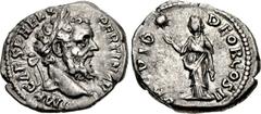 Pertinax. AD 193. AR Denarius (19mm, 3.55 g, 12h). Rome mint. Laureate head right / Providentia standing left, raising right hand toward star, left hand at waist. RIC IV 11a; RSC 43. Good VF, lightly 