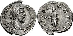Didius Julianus. AD 193. AR Denarius (18mm, 2.62 g, 5h). Rome mint. Laureate head right / Didius Julianus standing left, holding globe and volumen. RIC IV 3; RSC 15. VF, toned.