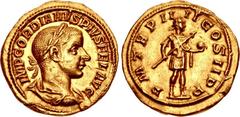Gordian III. AD 238-244. AV Aureus (20mm, 5.10 g, 12h). Rome mint, 5th officina. 9th emission, AD 241. IMP GORDIANVS PIVS FEL AVG, laureate, draped, and cuirassed bust right / P M TR P IIII COS II P P