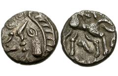 CELTIC, Britain. Atrebates. Commios. Circa 50-40 BC. AR Unit (0.77 gm). Ladder Head Type. Estimate $300 CELTIC, Britain. Atrebates. Commios. Circa 50-40 BC. AR Unit (0.77 gm). Ladder Head Type. Celtic