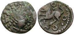 CELTIC, Britain. Cantiaci. Circa 50-30 BC. AE Unit (2.00 gm). Curly Lion Type. Estimate $300 CELTIC, Britain. Cantiaci. Circa 50-30 BC. AE Unit (2.00 gm). Curly Lion Type. Head right with curly hair, 