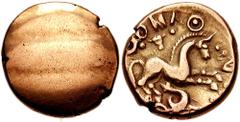 CELTIC, Britain. Cantiaci. Dubnovellaunos. Circa 25-10 BC. AV Stater (5.40 gm). Serpent Type. Estimate $1250 CELTIC, Britain. Cantiaci. Dubnovellaunos. Circa 25-10 BC. AV Stater (5.40 gm). Serpent Typ