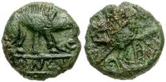 CELTIC, Britain. Cantiaci. Dubnovellaunos. Circa 25-10 BC. AE Unit (2.05 gm). Eagle Type. Estimate $250 CELTIC, Britain. Cantiaci. Dubnovellaunos. Circa 25-10 BC. AE Unit (2.05 gm). Eagle Type. Boar r