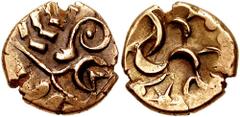 CELTIC, Britain. Corieltauvi. Circa 40-10 BC. AV Stater (5.55 gm). South Ferriby Snakes Type. Estimate $500 CELTIC, Britain. Corieltauvi. Circa 40-10 BC. AV Stater (5.55 gm). South Ferriby Snakes Type