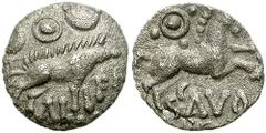 WITHDRAWN - Export License Denied. Estimate $1500 WITHDRAWN - Export License Denied. CELTIC, Britain. Iceni. Circa 30-40 AD. AR Unit (0.85 gm). Ale ff Scavo Type. Boar standing right, bristles on back