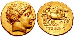 KINGS of MACEDON. Philip II. 359-336 BC. AV Stater (8.58 gm). Pella mint. Struck circa 323-315 BC. Estimate $1500 KINGS of MACEDON. Philip II. 359-336 BC. AV Stater (8.58 gm). Pella mint. Struck circa