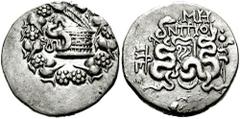 MYSIA, Pergamon. Circa 133-67 BC. AR Cistophoric Tetradrachm (11.96 gm). Struck 76-67 BC. Estimate $150 MYSIA, Pergamon. Circa 133-67 BC. AR Cistophoric Tetradrachm (11.96 gm). Struck 76-67 BC. Cista 