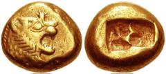 KINGS of LYDIA. Uncertain King. Circa early 6th century BC. EL Third Stater - Trite (4.73 gm). Estimate $600 KINGS of LYDIA. Uncertain King. Circa early 6th century BC. EL Third Stater - Trite (4.73 g