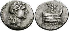 LYCIA, Phaselis. Circa 167-130 BC. AR Stater (10.87 gm). Apollonios, magistrate. Estimate $400 LYCIA, Phaselis. Circa 167-130 BC. AR Stater (10.87 gm). Apollonios, magistrate. Laureate head of Apollo 
