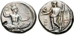 CILICIA, Tarsos. Tiribazos, Satrap of Lydia. 388-380 BC. AR Stater (10.52 gm). Struck 386-380 BC. Estimate $500 CILICIA, Tarsos. Tiribazos, Satrap of Lydia. 388-380 BC. AR Stater (10.52 gm). Struck 38