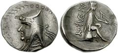KINGS of PARTHIA. Mithradates I. Circa 171-132 BC. AR Drachm (3.87 gm). Hekatompylos mint. Estimate $500 KINGS of PARTHIA. Mithradates I. Circa 171-132 BC. AR Drachm (3.87 gm). Hekatompylos mint. Bust