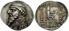 KINGS of PARTHIA. Mithradates II. Circa October 122 - October 91 BC. AR Drachm (4.17 gm). Ekbatana mint. Struck circa 119-109 BC. Estimate $200 KINGS of PARTHIA. Mithradates II. Circa October 122 - Oc