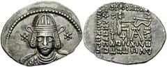 KINGS of PARTHIA. Vonones II. 51 AD. AR Drachm (2.89 gm). Ekbatana mint. Estimate $200 KINGS of PARTHIA. Vonones II. 51 AD. AR Drachm (2.89 gm). Ekbatana mint. Diademed facing bust, short beard, wart 