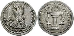 SASANIAN KINGS of PERSIA. Ardashir I. 224-241 AD. AR Drachm (3.98 gm). Mint B ("Ekbatana"). Estimate $750 SASANIAN KINGS of PERSIA. Ardashir I. 224-241 AD. AR Drachm (3.98 gm). Mint B ("Ekbatana"). Cr