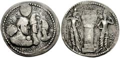 SASANIAN KINGS of PERSIA. Bahram II, with Queen and Prince 3. 276-293 AD. AR Drachm (4.20 gm). Estimate $200  SASANIAN KINGS of PERSIA. Bahram II, with Queen and Prince 3. 276-293 AD. AR Drachm (4.20 
