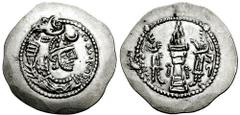 SASANIAN KINGS of PERSIA. Peroz. 457/9-484 AD. AR Drachm (4.24 gm). AY (Susa?) mint. Estimate $250 SASANIAN KINGS of PERSIA. Peroz. 457/9-484 AD. AR Drachm (4.24 gm). AY (Susa?) mint. Crowned and cuir