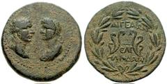 CILICIA, Aegeae. Domitian, with Domitia. 81-96 AD. Æ 25mm (10.61 gm). Dated year 135 (88/9 AD). Estimate $200 CILICIA, Aegeae. Domitian, with Domitia. 81-96 AD. Æ 25mm (10.61 gm). Dated year 135 (88/9