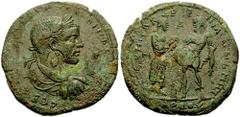 CILICIA, Tarsus. Macrinus. 217-218 AD. Æ 34mm (17.29 gm). Estimate $300 CILICIA, Tarsus. Macrinus. 217-218 AD. Æ 34mm (17.29 gm). Laureate, draped, and cuirassed bust right, seen from behind; small st