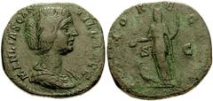 MANLIA SCANTILLA, wife of Didius Julianus. Augusta, 193 AD. Æ Sesterius (22.31 gm). Estimate $2000  MANLIA SCANTILLA, wife of Didius Julianus. Augusta, 193 AD. Æ Sesterius (22.31 gm). Draped bust righ