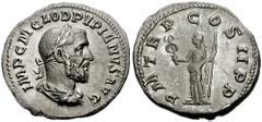 PUPIENUS. 238 AD. AR Denarius (2.90 gm). Estimate $300 PUPIENUS. 238 AD. AR Denarius (2.90 gm). Laureate, draped, and cuirassed bust right, seen from behind / Felicitas standing facing, head left, hol