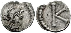 ROMA. After 330 AD. AR Third-Siliqua (1.06 gm). Constantinople mint. Estimate $200 ROMA. After 330 AD. AR Third-Siliqua (1.06 gm). Constantinople mint. Helmeted and draped bust of Constantinopolis rig