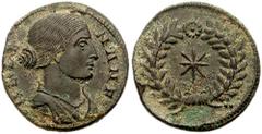 HELENA, mother of Constantine I. Augusta, 324-328/330 AD. Æ Follis (2.87 gm). Thessalonica mint. Struck 318-319 AD. Estimate $300 HELENA, mother of Constantine I. Augusta, 324-328/330 AD. Æ Follis (2.