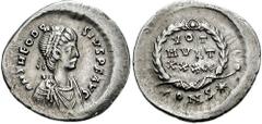 THEODOSIUS II. 402-450 AD. AR Siliqua (1.51 gm). Constantinople mint. Struck circa 438-450 AD. Estimate $400 THEODOSIUS II. 402-450 AD. AR Siliqua (1.51 gm). Constantinople mint. Struck circa 438-450 