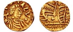 FRANKISH KINGDOMS. Merovingians. Melle. Circa 560-585 AD. AV Tremissis (1.28 gm). Nonnus, moneyer. Estimate $2500 FRANKISH KINGDOMS. Merovingians. Melle. Circa 560-585 AD. AV Tremissis (1.28 gm). Nonn