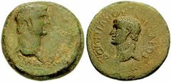 CILICIA, Olba. Titus, with Domitian, as Caesar. 79-81 AD. Æ 24mm (11.19 gm). Bare head of Titus right / Bare head of Domitian left. SNG Levante 651 corr. (this coin); SNG France -. VF, light green pat