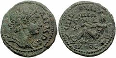 LYDIA, Bagis. Autonomous. Circa 2nd-3rd centuries AD. Æ 21mm (4.92 gm). Laureate hea of Demos right, slight drapery on far shoulder / River-god reclining left, holding long reed. BMC Lydia -; SNG Cope