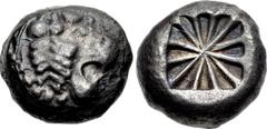 LYCIA, Uncertain. Circa 520-470/60 BC. AR Stater (17.5mm, 9.25 g). Predynastic period. Head of lion right / Incuse square with lines radiating from center. Falghera Appendix Type B; Reuter 1; Traité I