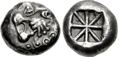 LYCIA, Uncertain. Circa 520-470/60 BC. AR Stater (16.5mm, 9.11 g). Head of lion left / Incuse square with lines radiating from center. Falghera Appendix Type B var. (head right); Reuter 1 var. (same);