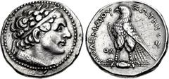PTOLEMAIC KINGS of EGYPT. Ptolemy V Epiphanes. 204-180 BC. AR Tetradrachm (27mm, 14.10 g, 1h). Uncertain Cypriot or Phoenician mint. Dated year 71 (192/1 BC). Diademed head of Ptolemy I right, wearing