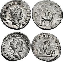 Valerian II and Saloninus. Lot of two (2) AR Antoniniani. Includes: (a) Valerian II. Caesar, AD 256-258. AR Antoninianus (22mm, 3.50 g, 12h). Colonia Agrippinensis (Cologne) mint. 1st emission of Vale