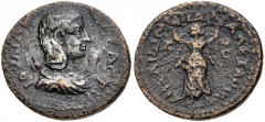 CILICIA, Aegeae. Julia Mamaea. Augusta, AD 222-235. Æ (24mm, 9.10 g, 12h). Dated CY 277 (AD 230/1). Draped bust right / Nike standing facing, holding up tabula ansata inscribed ΔIKAIA (= “rights”); Z-