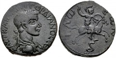 LYCIA, Tlos. Gordian III. AD 238-244. Æ (31mm, 18.16 g, 5h). Laureate, draped, and cuirassed bust right / Nude rider on horseback right, holding large shield and thrusting spear at serpent below. von 